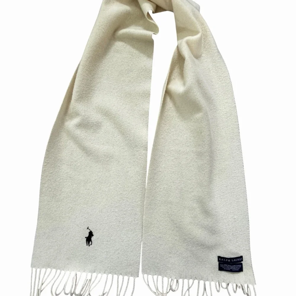 Vintage Polo Ralph Lauren 100% Lambswool Fringe Scarf 7